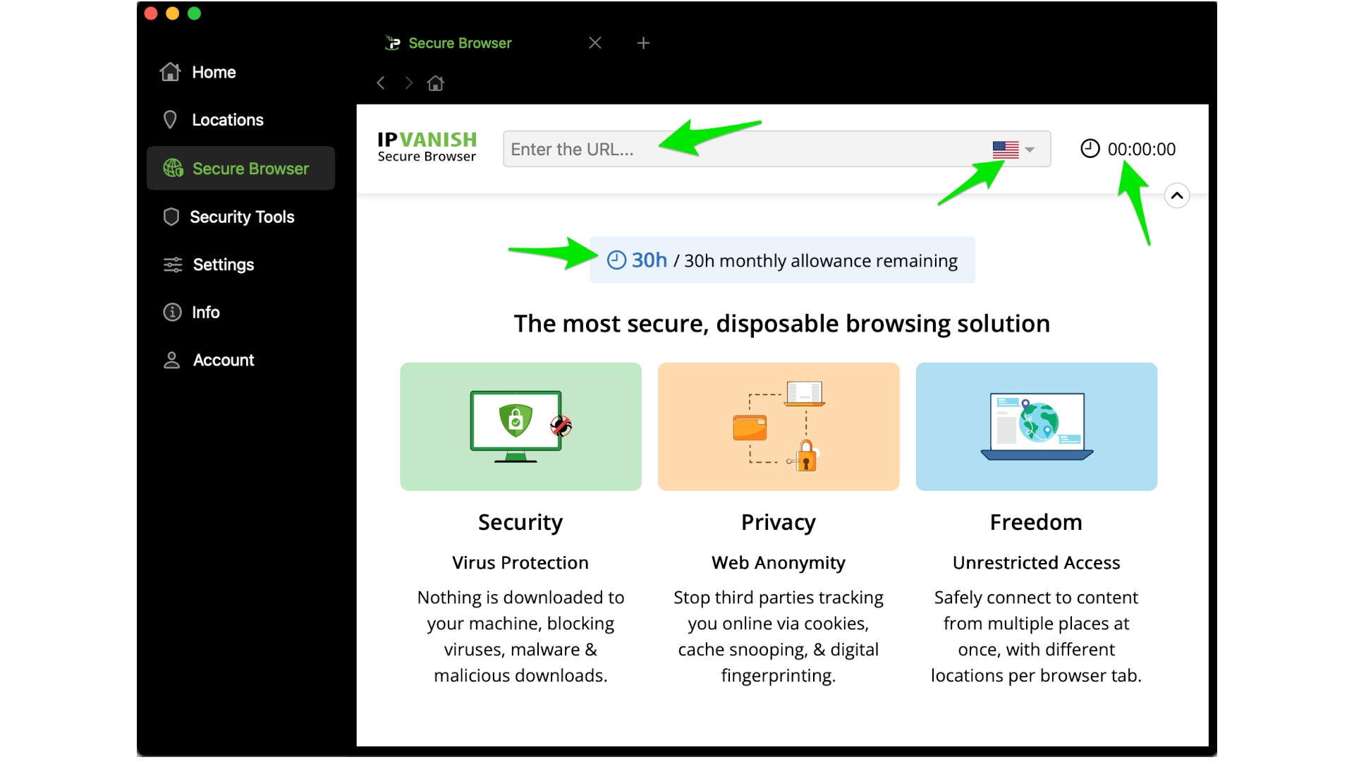 IPVanish Mac app with Secure Browser