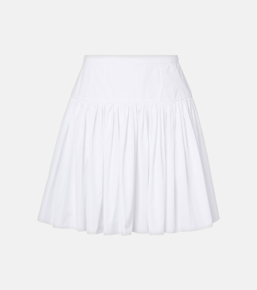 Pleated Cotton Poplin Miniskirt