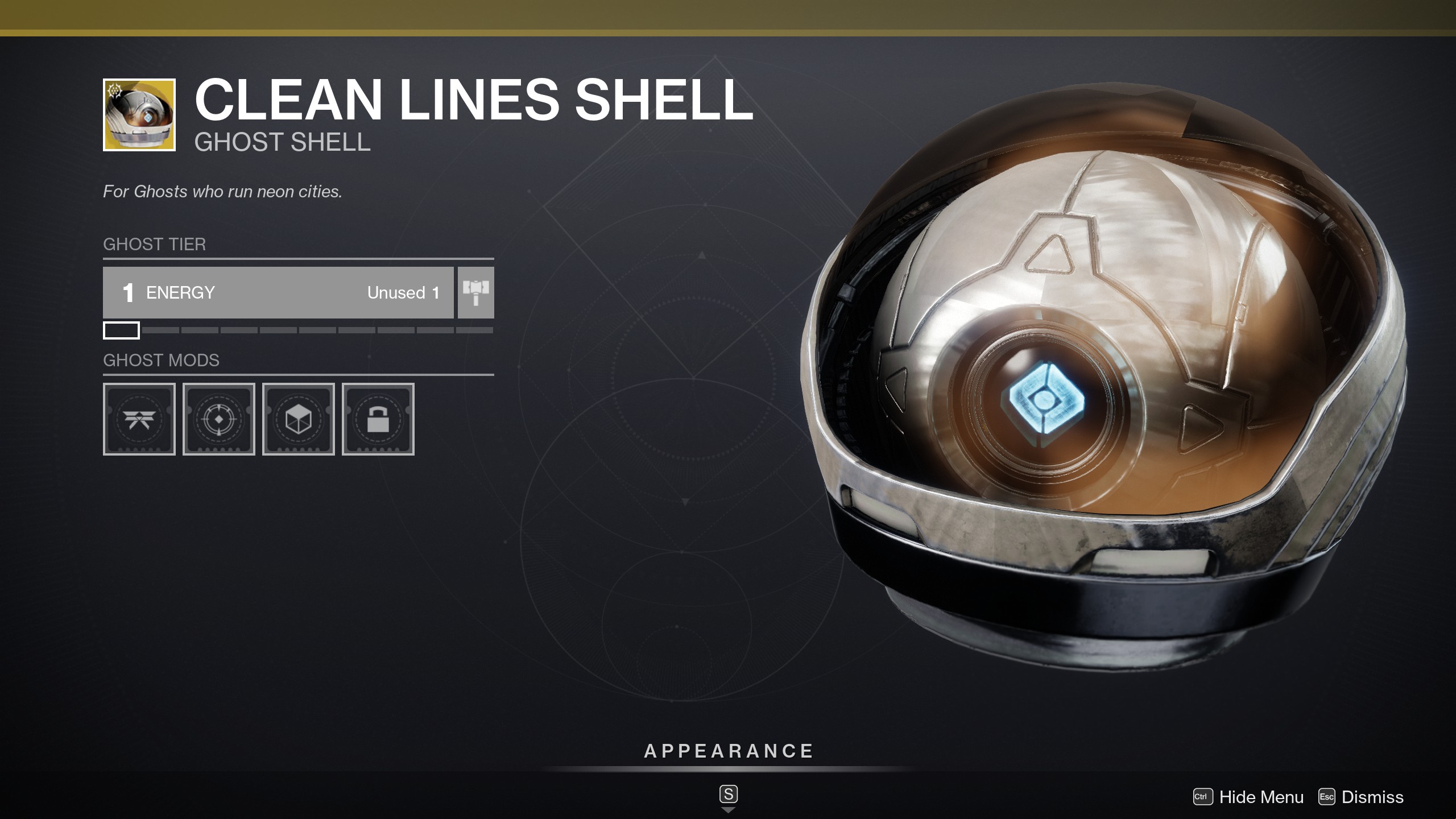 Destiny 2 Clean Lines Shell ghost