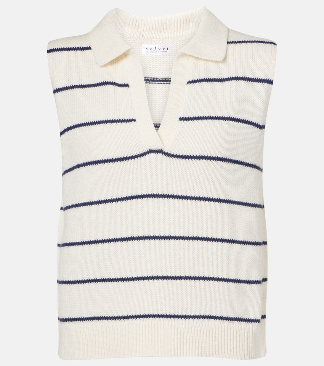 Nayla Cotton and Cashmere Sweater Vest in Blue - Velvet