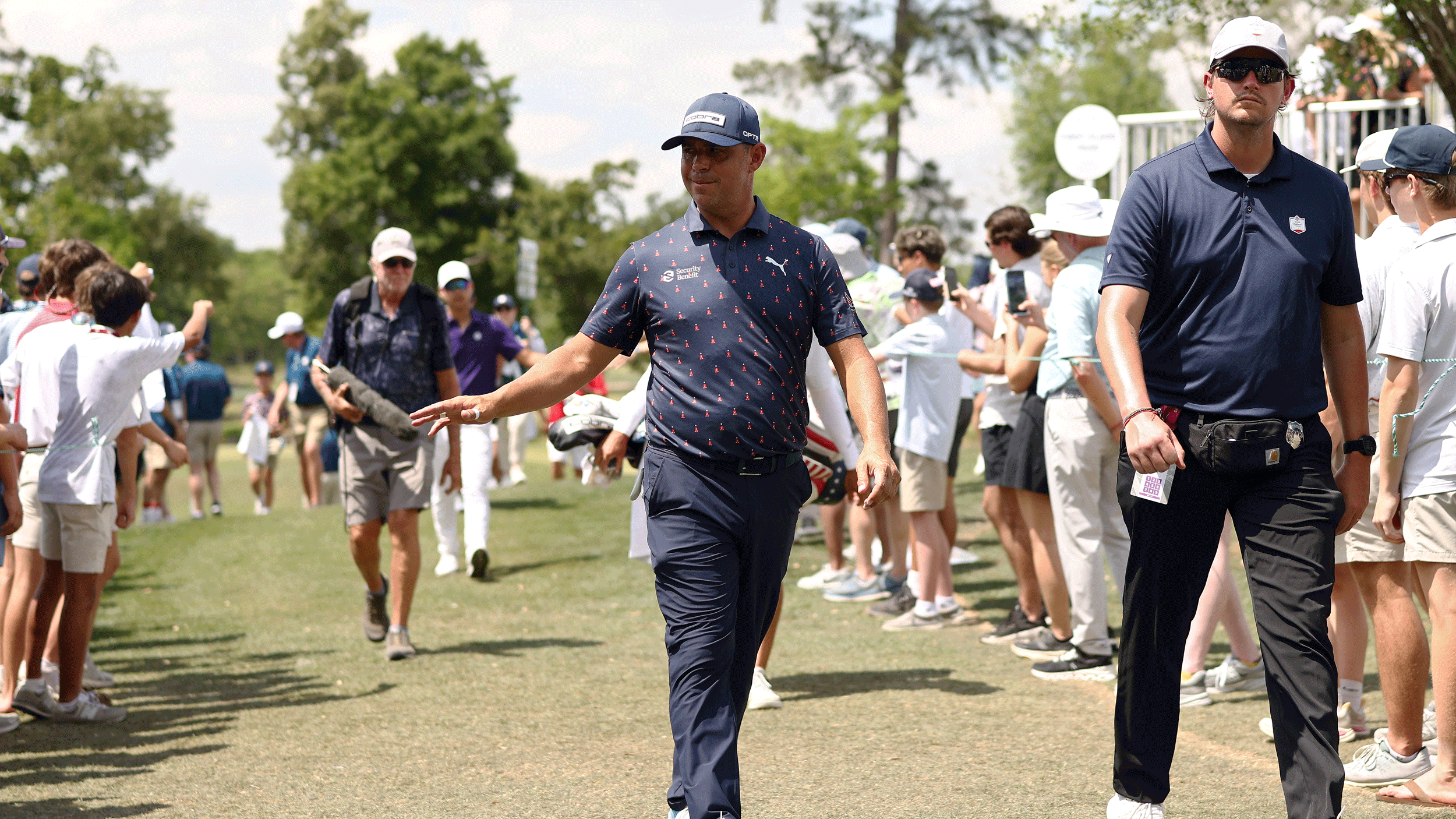 Gary Woodland waves to fans during the final round of the 2026 Texas Children's Houston Open