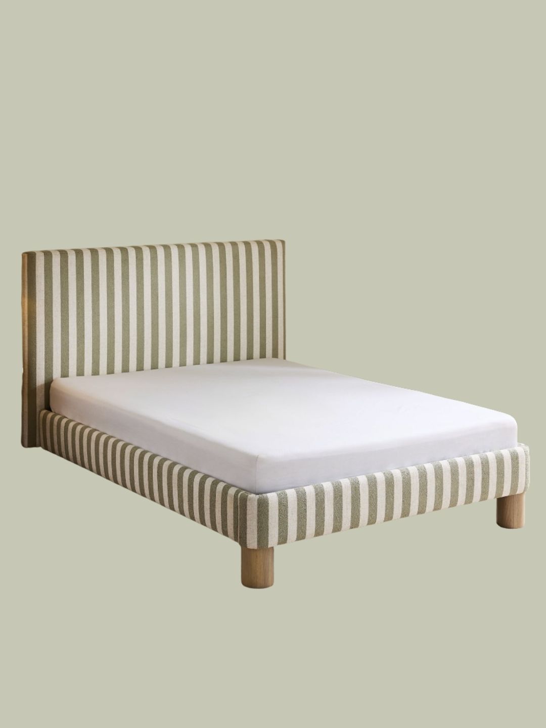 Next, Woven Stripe Sage Green Brayden Upholstered Bed Frame