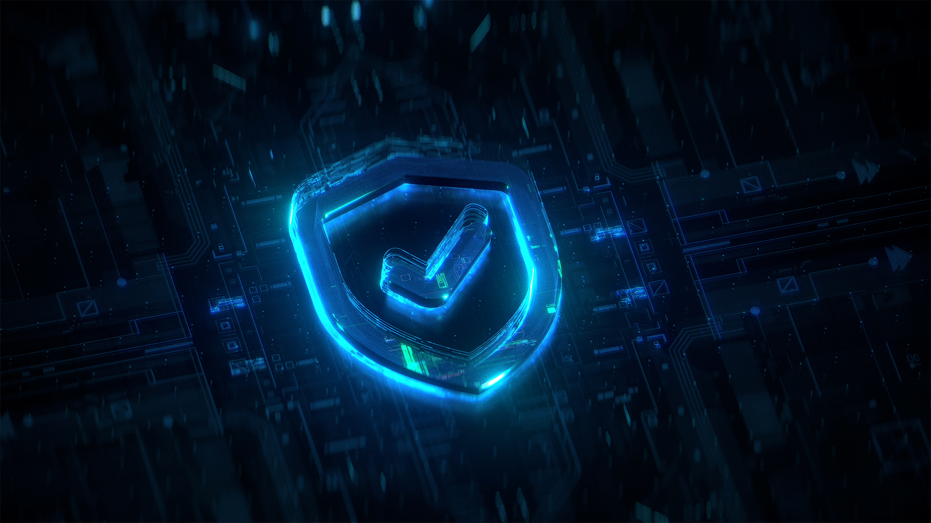 Digital sovereignty concept image showing a padlock symbol with a check mark in the center, imposed over a dark digital interface.