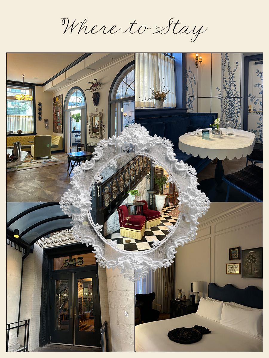 Collage of New Orleans hotel Maison Metier
