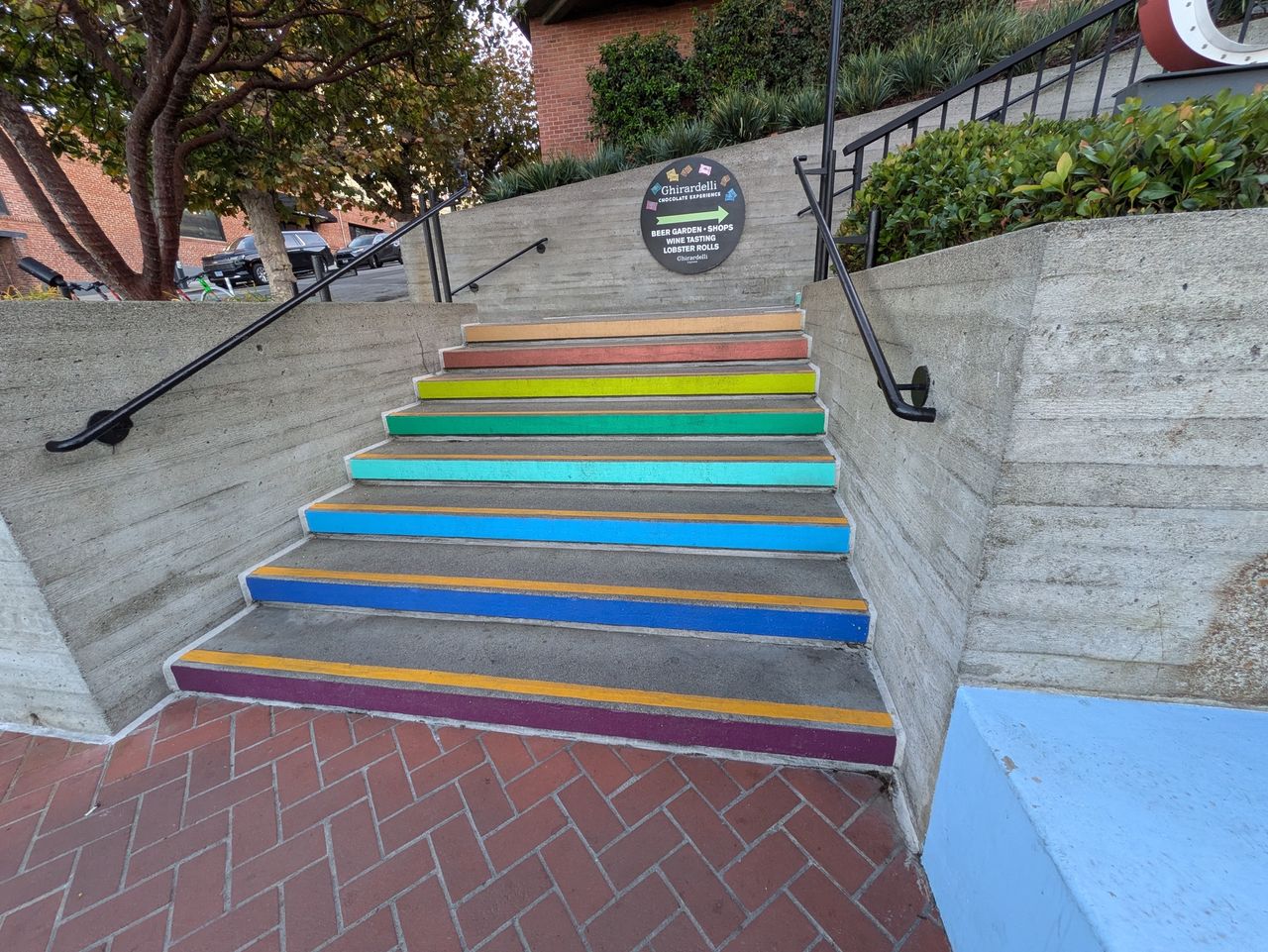 Shot of staircase painted in rainbow colors shot by Pixel 8a