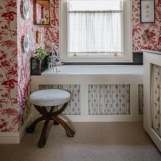 bathroom cabinets with curtain fronts