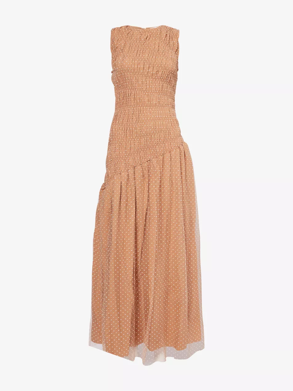 Julia Polka-Dot Woven Maxi Dress - 6