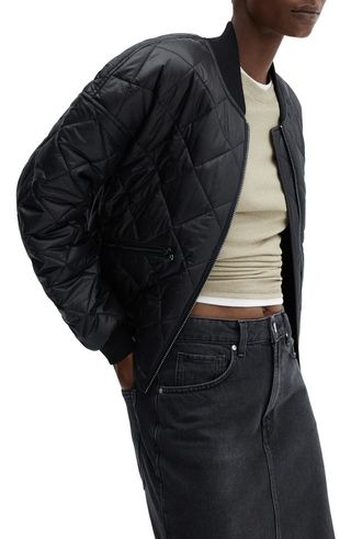 Water Repellent Quilted Bomber Jacket