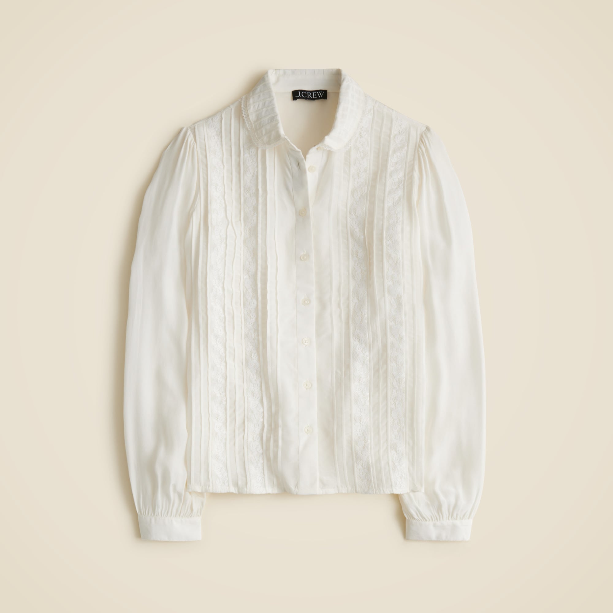 J.Crew Lace-Trim Button-Up Shirt With Club Collar