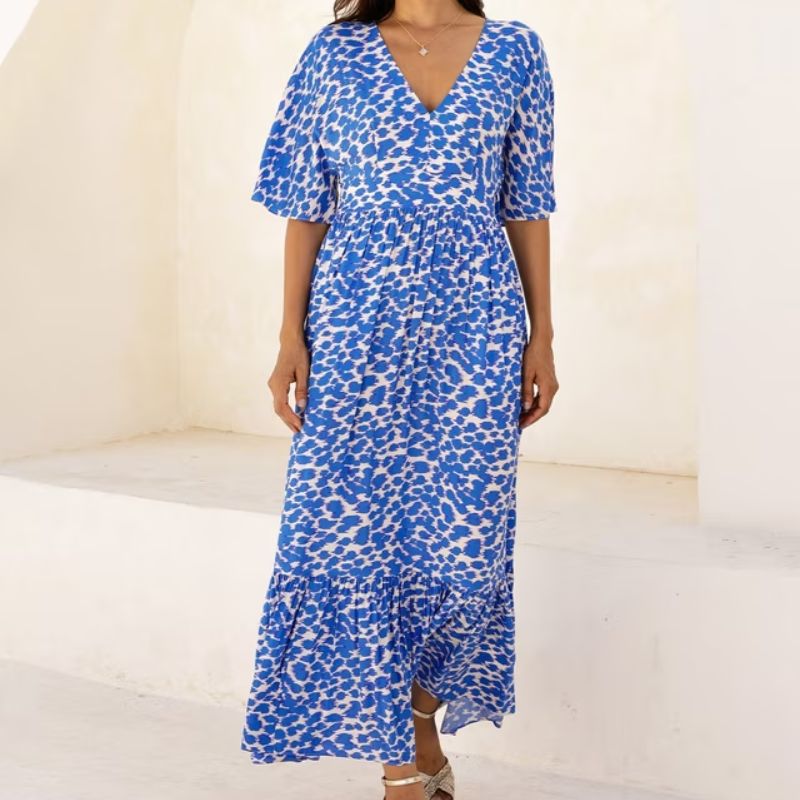 blue leopard print dress