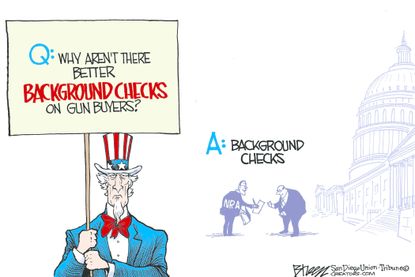 Political cartoon U.S. Gun violence background checks NRA Congress