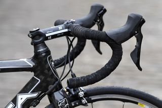 The handlebars on the Kuota Keble are pictured here side on