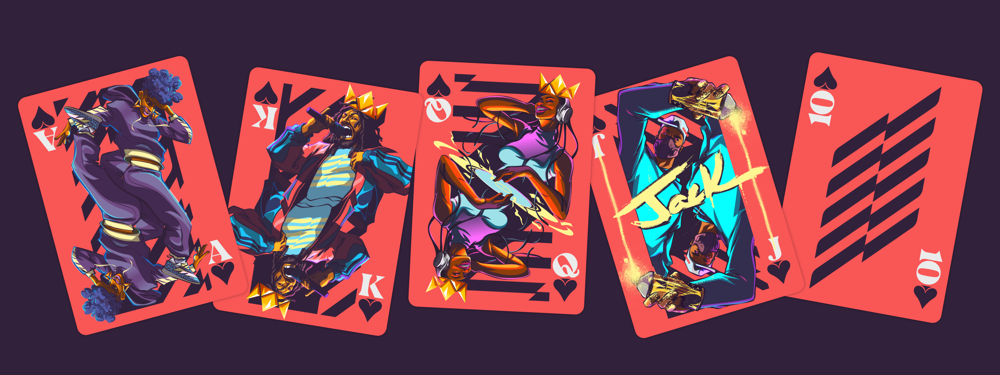 Playing card art inspired by hip hop