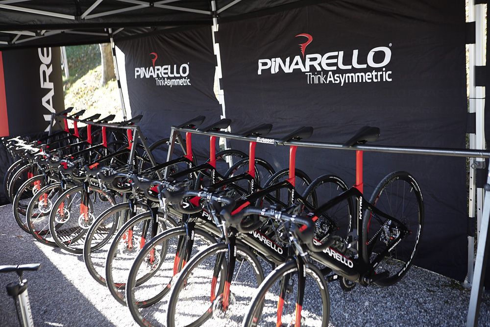 The Pinarello Nytro e-bikes waiting to roll
