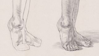 how to draw feet - two drawings of feed, one finished one not