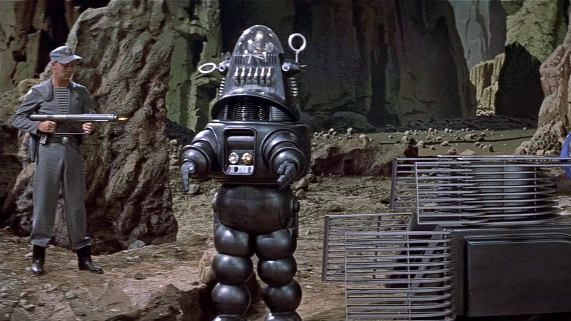 Captura de tela do filme de ficção científica de 1956, Forbidden Planet.