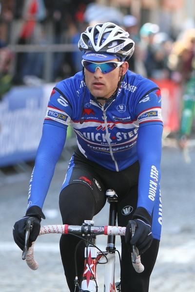Nikolas Maes rolls in at the finish.