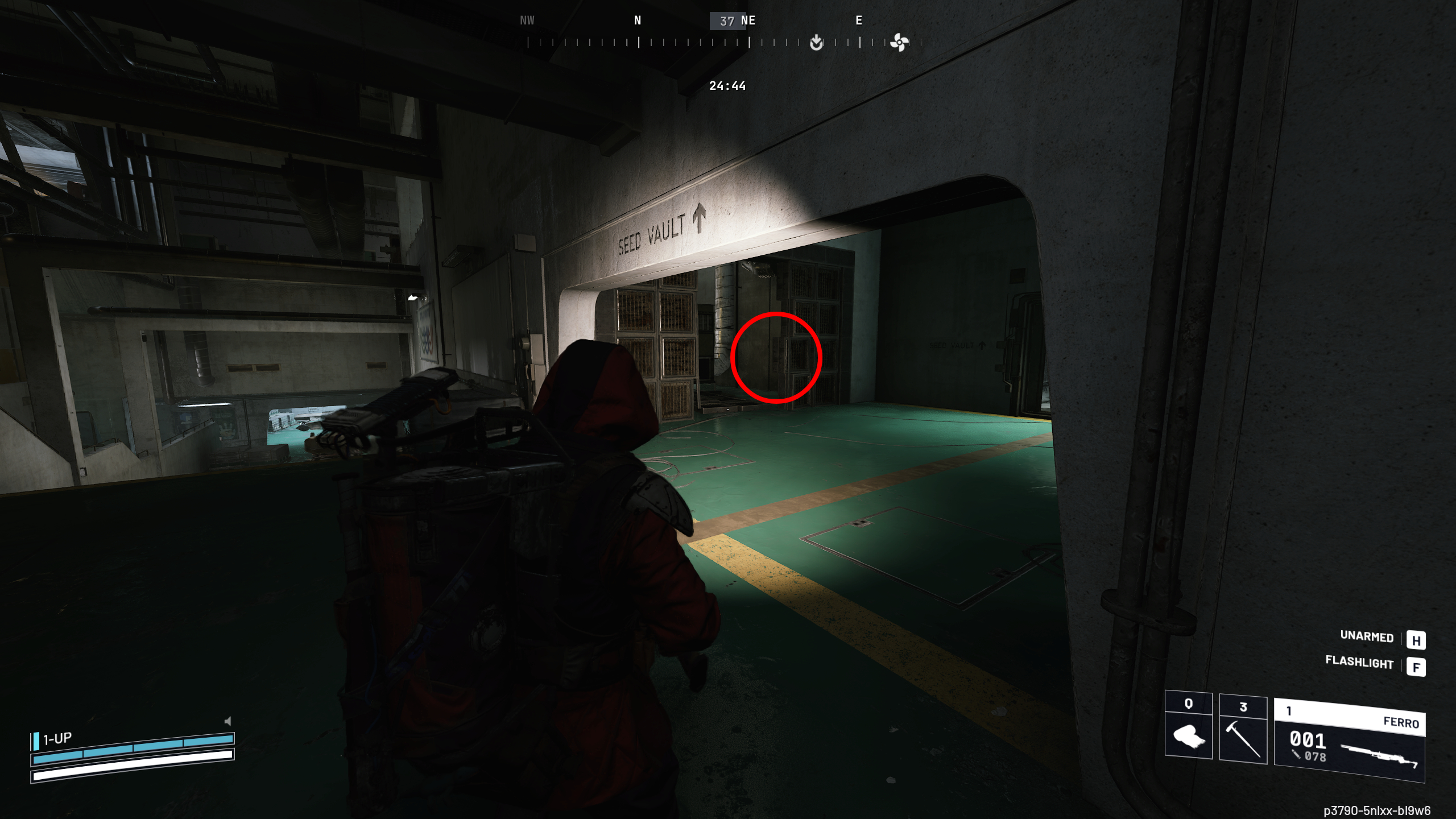 Arc Raiders Furtive Meetings: A player looking at a dark room down a corridor, which is a secret meeting spot.