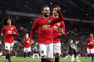 Juan Mata celebrates one of his 50 goals for Manchester United