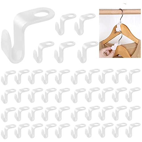60 Pcs Hanger Connector Hooks, Space Saving Cascading Hanger Hooks,white