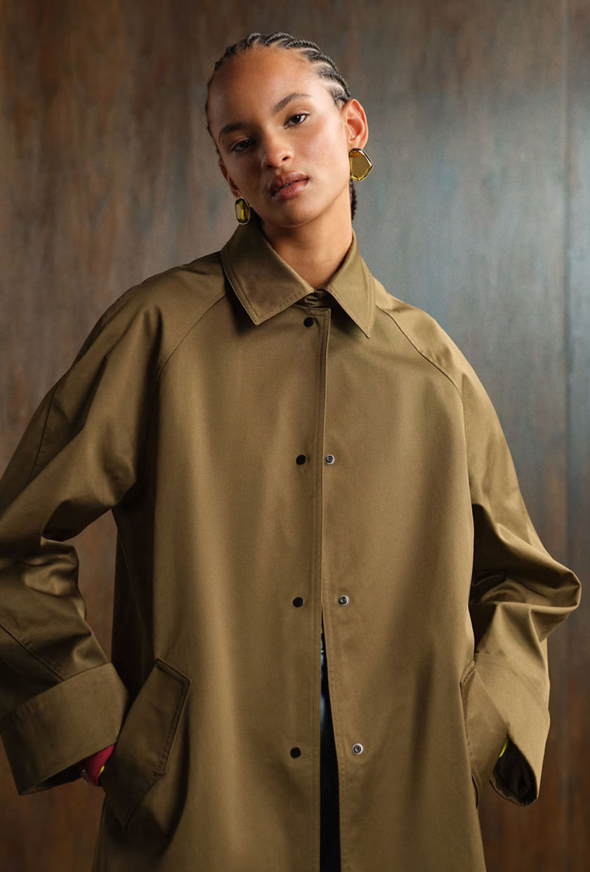 Asos Design Longline Trench in Khaki