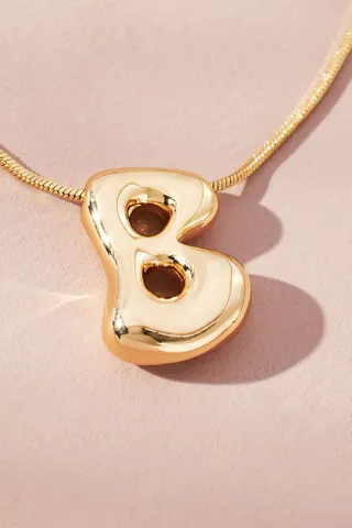 Gold-Plated Bubble Letter Monogram Necklace