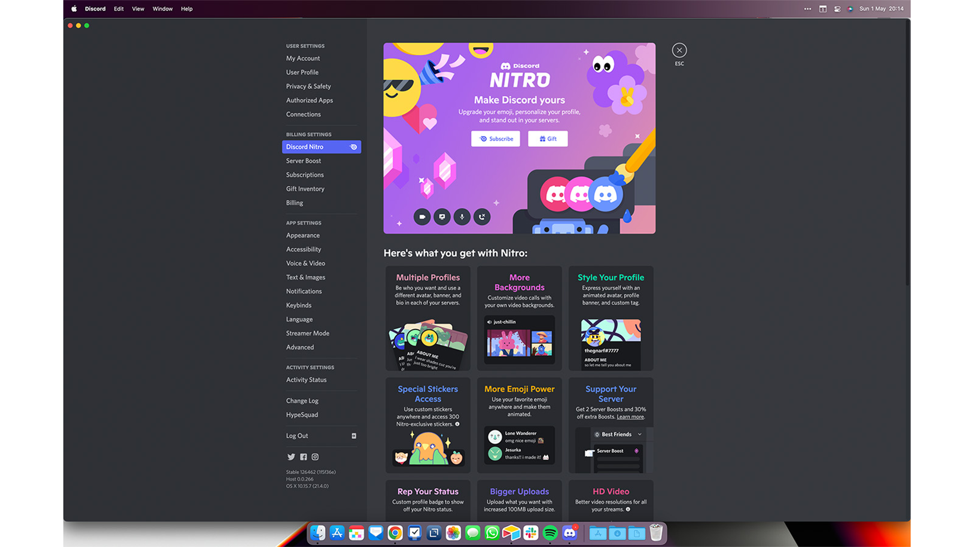 Discord Nitro در macOS