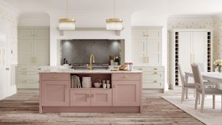 pale pink shaker kitchen