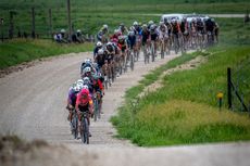 Unbound Gravel 200, 2024 pro men's field with Lachlan Morton (EF Education-EasyPost) at the front