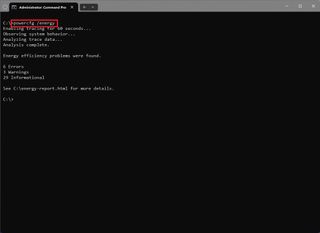 Powercfg energy report command