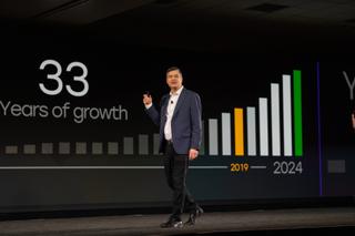 David Ross CEO in front of a graphic showing 33 years of growth