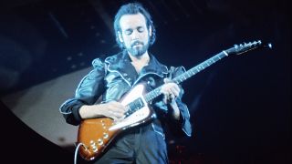 Phil Manzanera performs live with Roxy Music on one of two nights at the Empire Pool, Wembley, London, 17th and 18th October 1975. (Photo by Michael Putland/Getty Images)