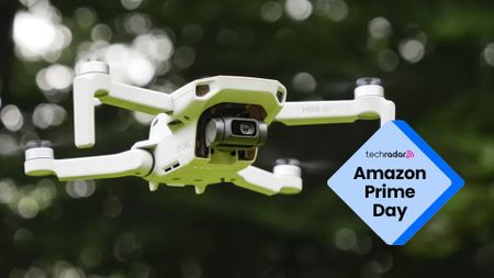 The DJI Mini 4 next to the words 'amazon prime day' 