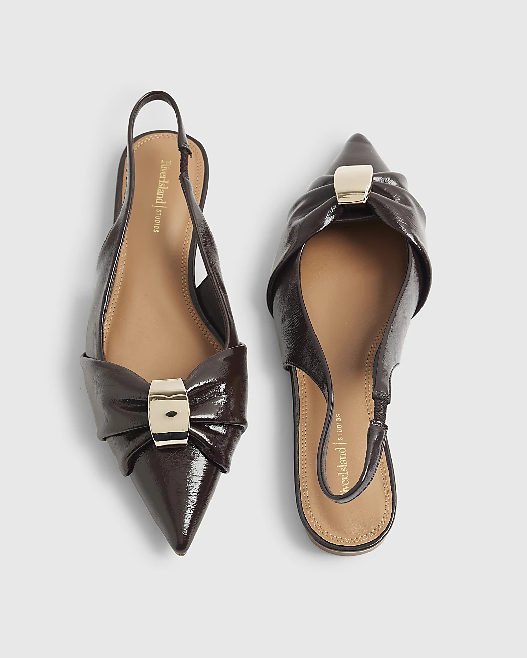 River Island, Ruched Slingback Pointed Toe Shoes