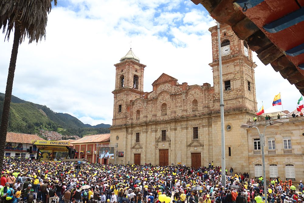 Fans wait for Egan Bernal
