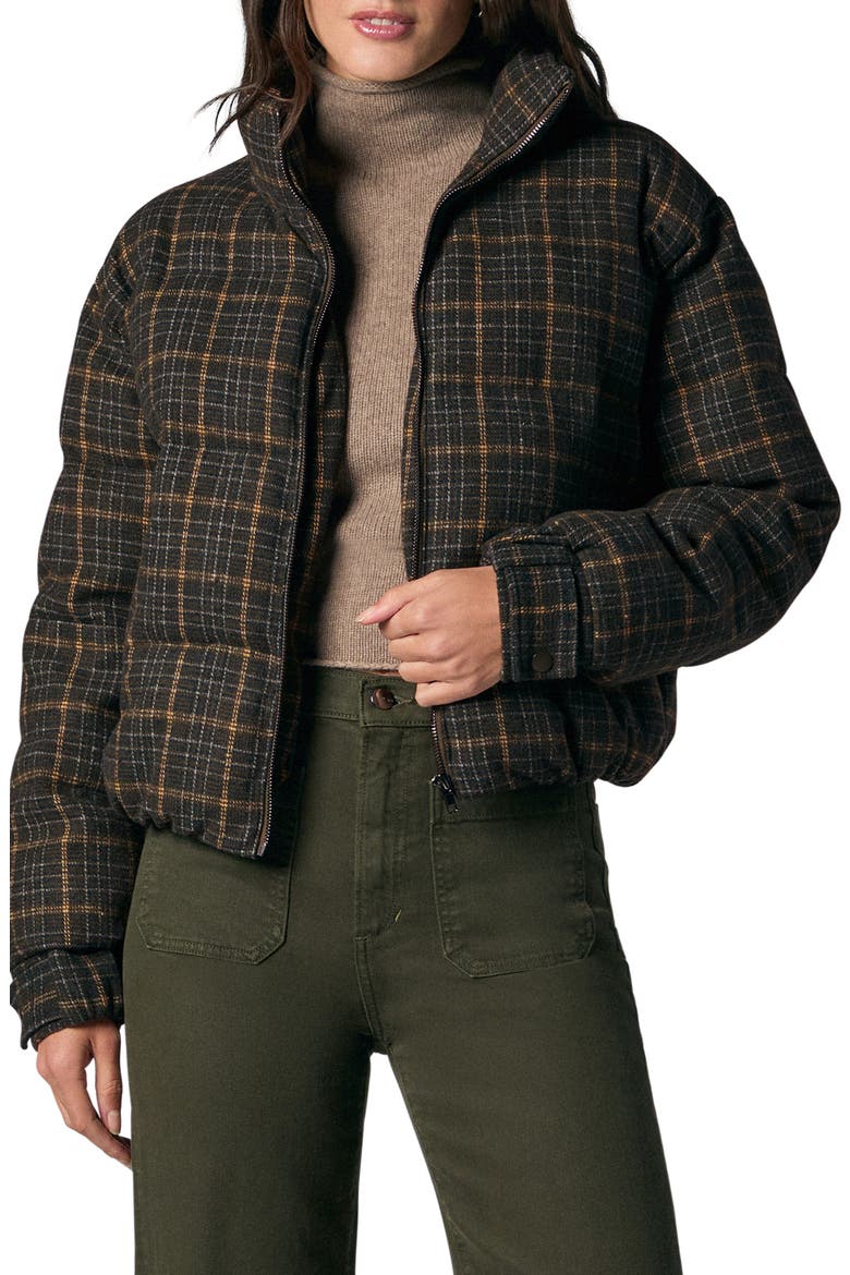 Bruna Plaid Wool Blend Puffer Jacket