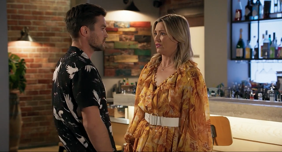 Amy Greenwood and Ned Willis in Neighbours.