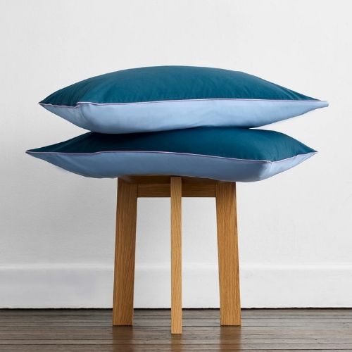 Bed Threads, Aegean, Sky &amp;amp; Bubblegum Piped 100% Organic Cotton Pillowcases (set of Two)