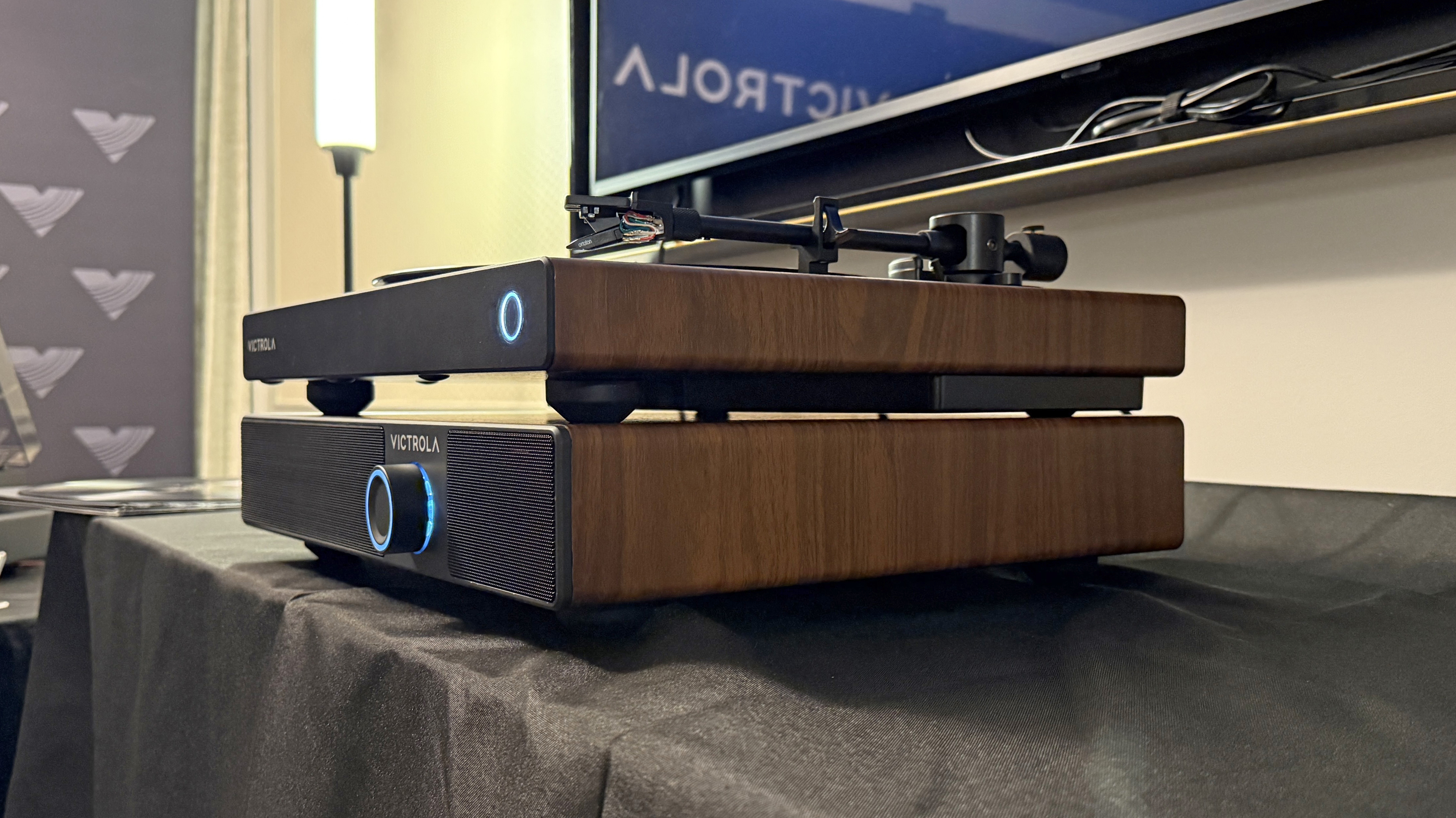 The Victrola Soundstage at CES 2026 shown from the side