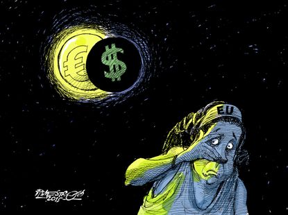 Political cartoon world Euro economy