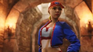 TimeSplitters Rewind trailer still - Blonde woman in a basecall cap and blue jacket