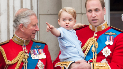 Prince Charles, Prince of Wales with Prince William, Duke of Cambridge and Prince George of Cambridge during the annual Trooping The Colour ceremony at Buckingham Palace on June 13, 2015 in London, England.