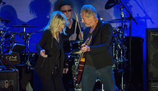 Christine McVie (left) and Lindsey Buckingham perform onstage at Humphrey's on October 19, 2017 in San Diego, California