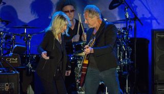 Christine McVie (left) and Lindsey Buckingham perform onstage at Humphrey&#039;s on October 19, 2017 in San Diego, California