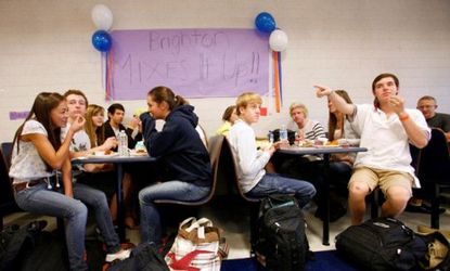 Students at a Utah high school eat during Mix it Up at Lunch Day on Oct. 18, 2011.
