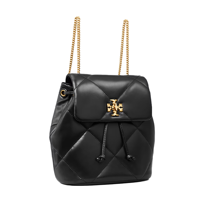 Black leather quilted backpack, tory burch