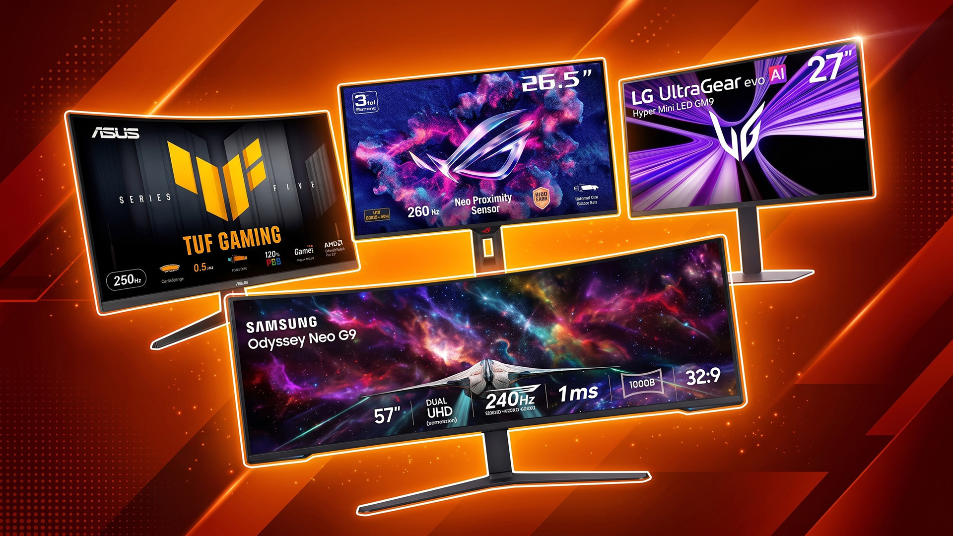 A selection of gaming monitors.