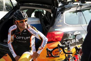 Mike Friedman awaits the start of a training ride at the Optum Pro Cycling p/b Kelly Benefit Strategies pre-season training camp.