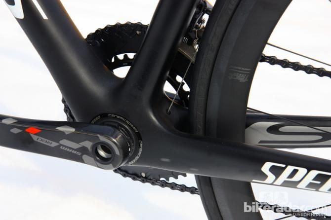 Given the fantastic stiffness down low, it's no surprise that the bottom bracket area is well reinforced.