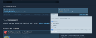 Steam's new 'Helpfulness System' checkbox in user review menu